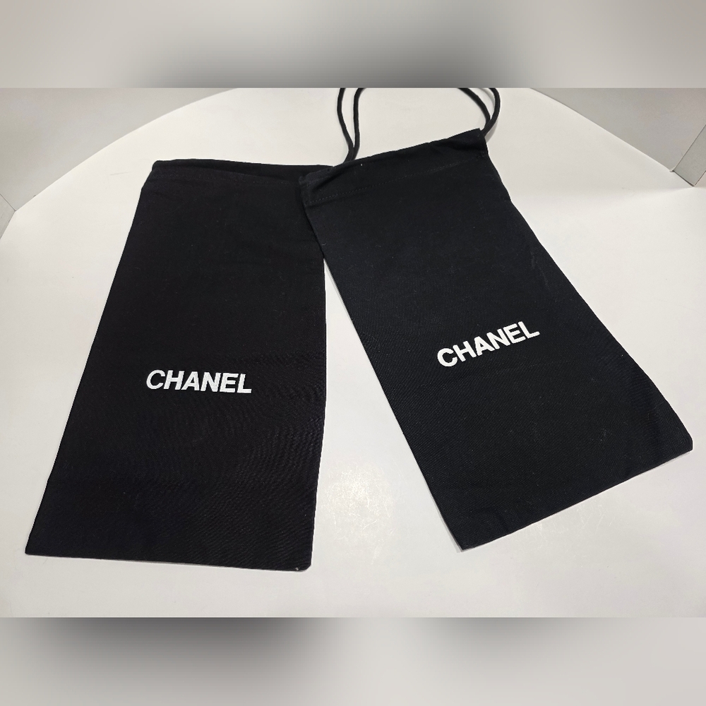 CHANEL Black Dust Bags with White Logo